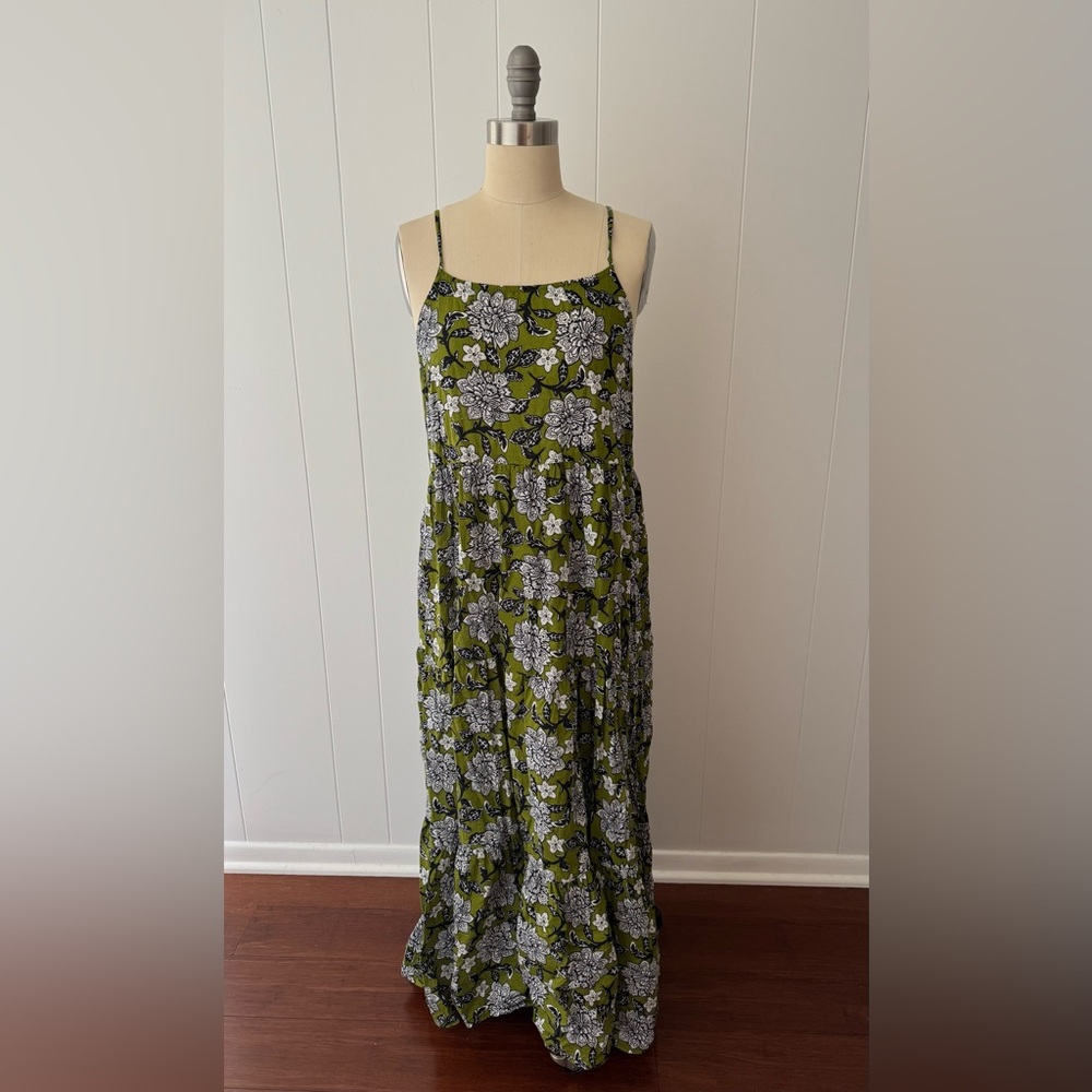 Monoprix Floral Green Maxi Dress
